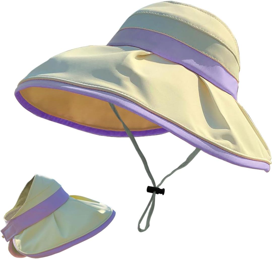 Baby Sun Hat for Summer,Toddler Girl Beach Hats with Wide Brim,Adjustable Outdoor Travel Sun Protection Hats (One Size, Yellow)