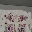 Womens Long Sleeve Shirts Fall Tops Embroidered Blouses Casual Loose Peasant Tunic Mexican Trendy Clothes White , Size L