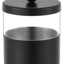 Black Apothecary Jar, Black Qtip Holder - Stainless Steel Bathroom Jar - Farmhouse Decor Qtip Dispenser for Qtips, Cotton Balls, Swabs, Makeup Sponges 