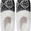 shoeslocker Womens Memory Foam Fuzzy Slippers Knitted House Slippers for Women Comfy Slip-On Warm House Shoes, Size 8