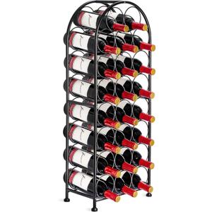 Sorbus Freestanding Wine Rack - Elegant and Unique Bordeaux Chateau Style Floor Wine Stand for 23 Wine Bottle Storage, Champagne, Metal Wine Bottle Holder Stands for Kitchen, Home Bar, Mini Wine Bar (Black)