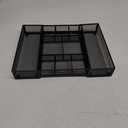 Marbrasse Expandable Desk Drawer Organizer, Mesh Drawer Organizer Tray with 10 Adjustable Compartments, Desk Organizers and Accessories, 5 Dividers Drawer for Office Supplies, Makeup & Vanity (Black)