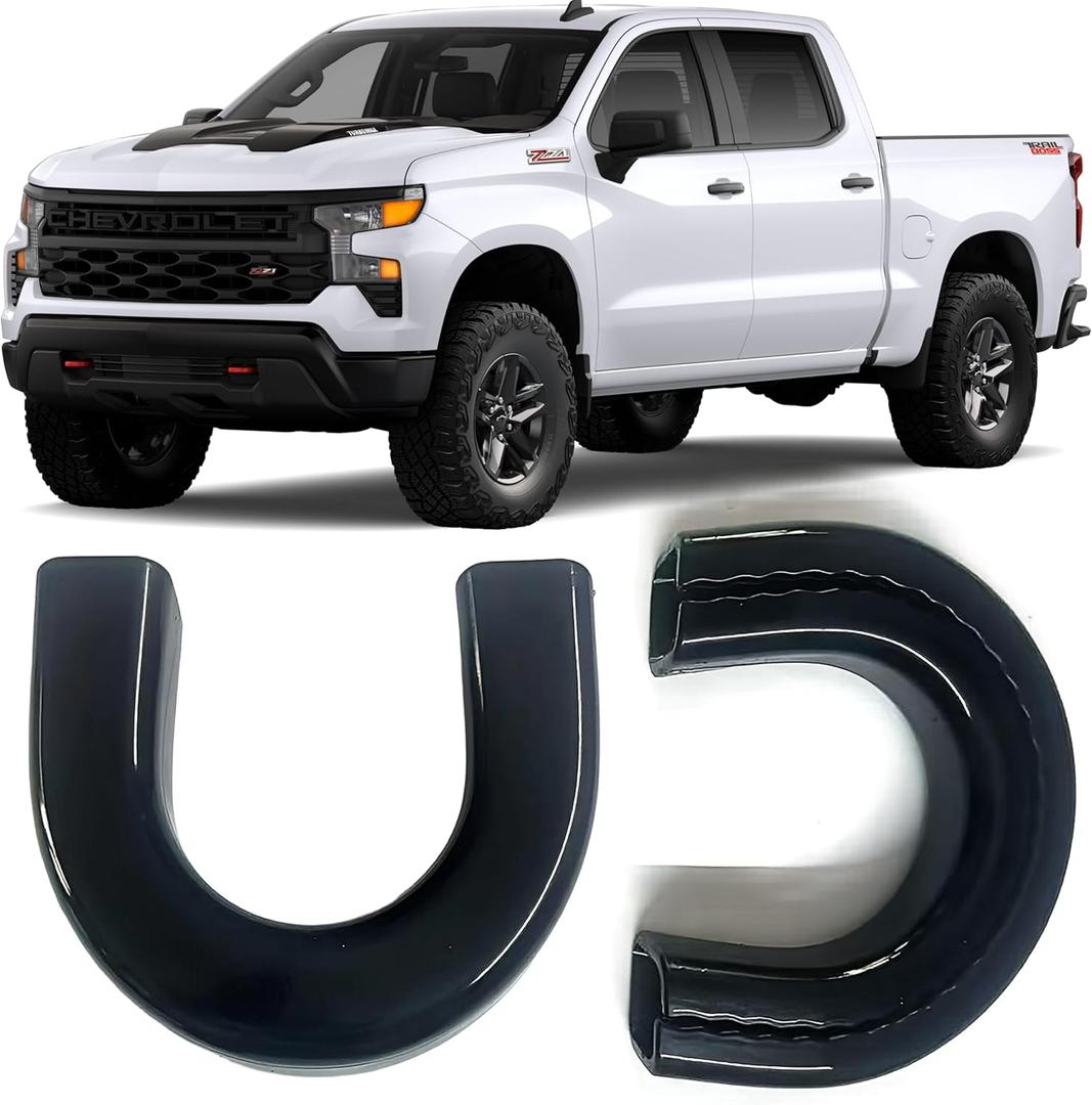 (Extended Version) Tow Hook Covers for Silverado 1500 2007-2026 and GMC Sierra 1500 2007-2019, Front Hitch Cover Compatible with Silverado 1500 Accessories, Not fit Verticle Tow Hooks (Black)
