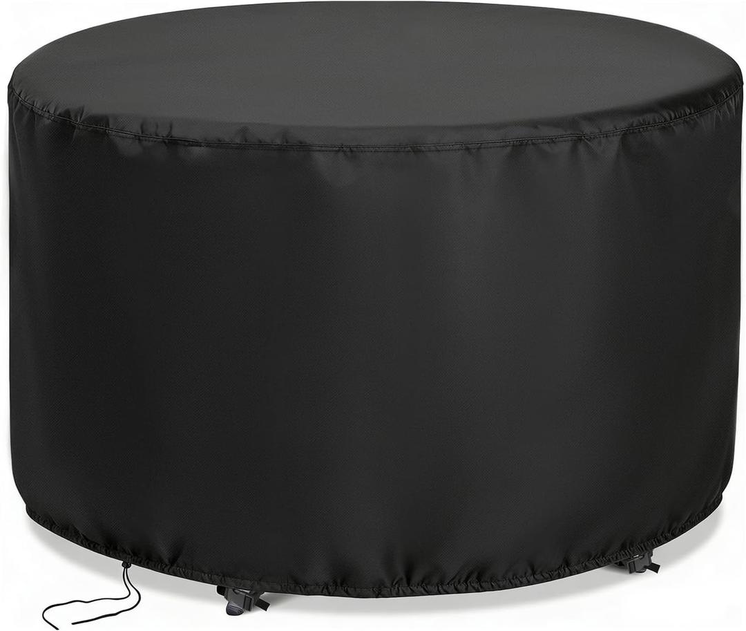 Round Patio Bar Height Table and Chair Cover 90 Inch, Outdoor Round Tall High Patio Table Cover for Patio Rounds Furniture, Patio Set Covers Waterproof Outdoor - 90 X 43 Inch, Black