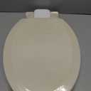 Angol Shiold Quiet-Close Molded Wood Toilet Seat with Non-Slip Adjustable Hinges, Anti-Pinch Bumpers, Easy Install & CleanBone, Elongated 18.5''