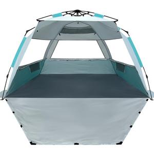 WhiteFang Deluxe Pop Up Beach Tent Sun Shade Shelter for 3-4 Person, UV Protection, Extendable Floor with 3 Ventilating Windows Plus Carrying Bag, Stakes, and Guy Lines