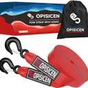 Tow Strap with Hooks 2 Inch x 20 Foot - 15,216 lbs Breaking Strength Emergency Heavy Duty Capacity Tow Rope Forged Steel Hooks for Car Truck Jeep ATV SUV, Roadside Recovery (Red, 2" x 20')