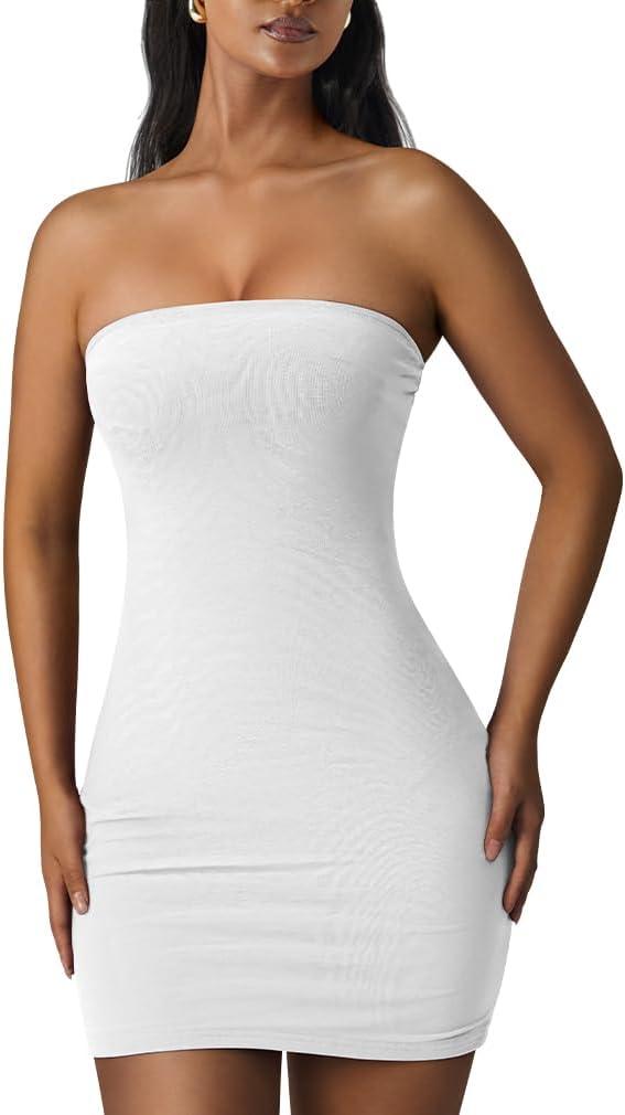 XXTAXN Women's Sexy Tube Sleeveless Bodycon Cocktail Party Mini Dress (White, S) XXTAXN Women's Sexy Tube Sleeveless Bodycon Cocktail Party Mini Dress (White, S)