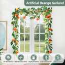 6FT Artificial Oranges Garland with Greenery - Faux Oranges Vine, Realistic Fruit Garland for Home, Garden, Wedding, Party & Christmas Decor | Vibrant Fake Orange Wreath for Hanging Decoration