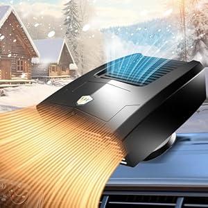 Portable 12V Car Heater, 2 in1 Fast Heating and CoolingFan for Car Windshield Defogger Defroster