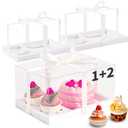 JCD 9 Pcs Cake Cupcake Combo Boxes,1+2 Cupcakes carriers 2 Cupcakes Holes,with 2 Cupcake Holes - Cake and Cupcakes Boxes - Pastry Sweets Bento Box (1+2/9Pcs)