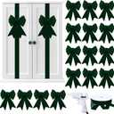 Daifunli 16 Pcs Christmas Cabinet Bows DIY Kitchen Velvet Cabinet Ribbons Bows for Kitchen Dining Door Home Holidays Decoration (Dark Green,Velvet)