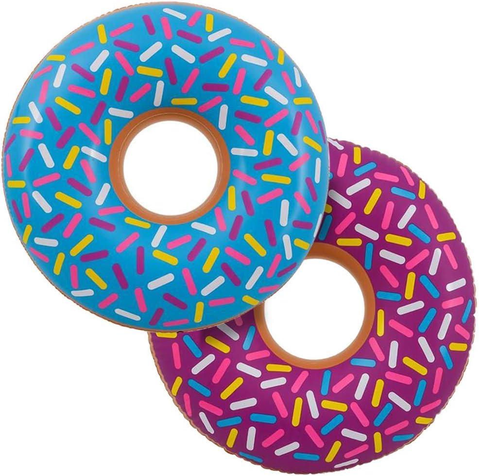 ArtCreativity 28 Inch Donut Tube Inflates, Set of 2, Colorful Inflatable in Assorted Designs, Birthday Party Decorations Supplies, Durable Water Pool Toys for Kids, Fun Party Favors
