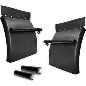 24" x 24" Poly Quarter Fenders with 8 inch Quarter Fender Post Mount Bracket for Semi Truck, Quarter Fenders Set with Tube Bracket Hardware Kit, 1 Pair, Black Plastic