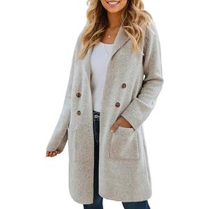 VIMPUNEC Fall Long Cardigan Sweaters for Women Trendy Open Front Coats Knit Winter Jackets Coatigan XL, A Apricot