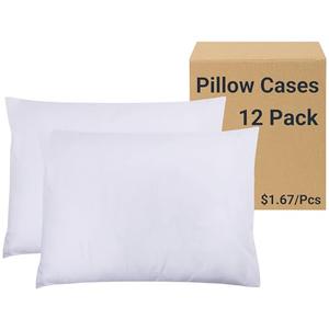 ZPECC Pillow Cases Standard Size Set of 12, 20x26 Envelope Closure Pillowcases, Soft Plain Brushed Microfiber Covers Hypoallergenic Breathable (White)