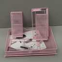 AUPSEN Computer Monitor Stands Riser2-Tier Desk Organizers and Accessories, Office Desk Accessories Organizer with Drawers and 2 Pen Holder for Office Supplies (Pink)