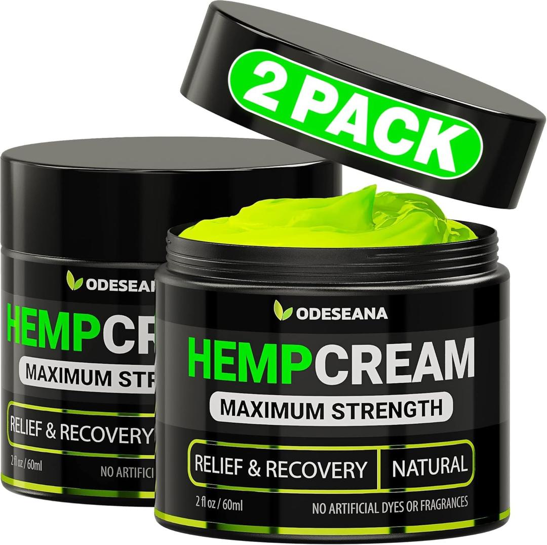 (4 Pack) Hemp Cream for Joint, Back, Knees, Neck, Elbows - Anti inflammatory, Muscle Relaxer, Maximum Strength - High Strength Relief Hemp Oil Extract Lotion with MSM, Arnica, Turmeric - 4 oz Total
