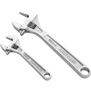MAXPOWER 2PCS Heavy Duty Adjustable Wrench Set, Professional Shifter Movable Spanners with Extra Large Jaw Capacity, Drop Forged Cr-V Steel, Chrome Finish, Metric/SAE, Includes 6 Inch, 10 Inch