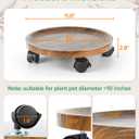 2 Pack Plant Caddy with Wheels, 12" Wood Rolling Plant Stand with 360 Lockable Wheels, Plant Stands Outdoor for Large Plants, Flower Cart Plant Dolly Plant Caster for Heavy Objects, Walnut