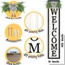 Front Porch for Welcome Standing Sign 45"X9" Vertical Tall Long Leaner Outdoor Front Door Wood Framed Decor (Black)