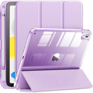 INFILAND Compatible with iPad (A16) 11th Generation 11 Inch 2025 Case, iPad 10th Generation Case 10.9 Inch 2022, Clear Slim Protective Cover with Pencil Holder & Charging Adapter Slot (Light Purple)