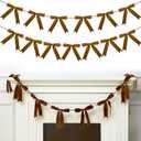 VitalCozy 10 ft Christmas Velvet Bow Garland Pre-Strung Bow Garland Banner with 13 Pcs 7 x 7 Inches Bows Reusable Vintage Velvet Bow Decoration for Xmas Tree Fireplace Staircase(Khaki)