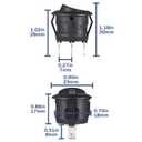 2 x VEXUNGA Round Rocker Switch 12V Black On Off On Mini Circle Switch 3 Pin 250V 6A 125V 10A KCD1 Round Toggle Switches for RV Car Truck Boat (Pack of 10pcs)