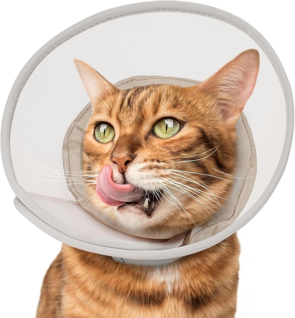 Cat Cone Collar Soft: Comfortable Waterproof Mesh Recovery Cone After Surgery to Stop Licking and Scratch, Alternative to Plastic Elizabeth Head/Neck Cone (Grey)