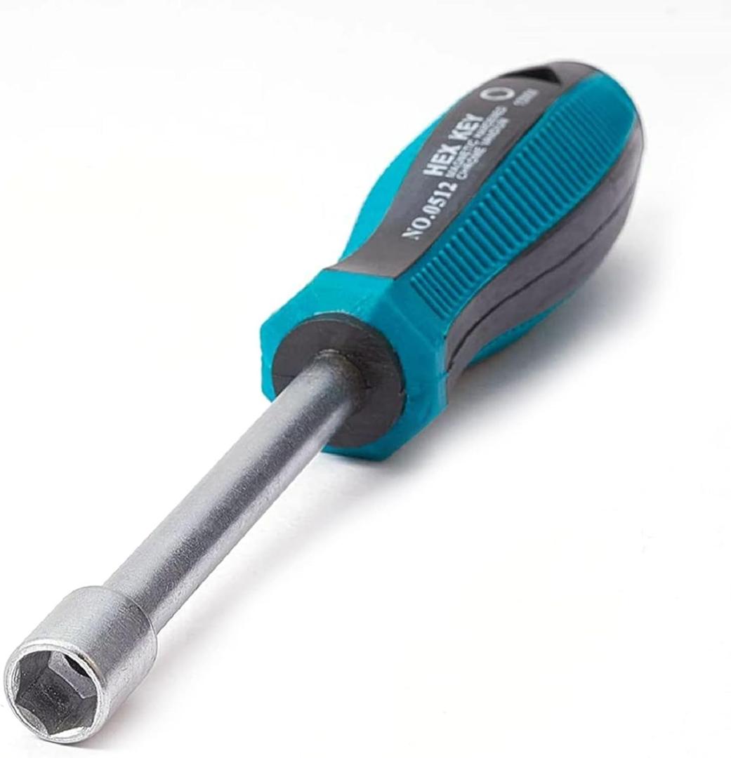 2 x Utoolmart 10mm Nut Driver, 6-Point Hex Nut Driver Socket Non-Magnetic Tip, High-Torque Nut Driver for Added Torque, with 93mm Round Shaft & Handle Triangle Enforce Hole