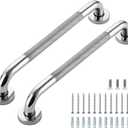 Grab Bars for Shower, 2 Pack 16-Inch Anti-Slip Shower Handles for Elderly, Safety Shower Grab Bar, Stainless Steel Handicap Grab Bars for Bathroom (Polished Nickel 1" Diameter)