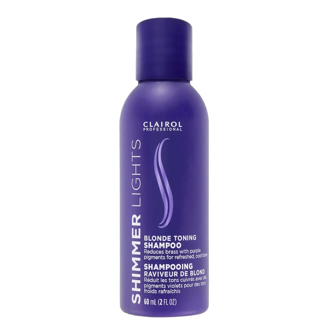 Clairol Professional Shimmer Lights Purple Shampoo fl. Oz | Neutralizes Brass & Yellow Tones For Blonde Silver Gray Highlighted Hair (2 Fl Oz (Pack of 1))
