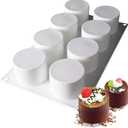 Tall Cylinder Silicone Molds for Baking Mousse Cake, 3D Silicone Baking Molds for Cakes, Brownie, French Dessert Mold for Pastry, Ice Cream, Cake Decoration Mold (8-Cavity)