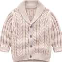 Feidoog Infant Baby Boys Cardigan Crochet Sweater V-NeckToddler Knit Button up Knitted Pattern Pullover Sweatshirt (6-12 Months, Khaki)