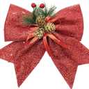allgala Christmas Decorative Bows for Wreath Garland Treetopper Christmas Tree (07" Med Red 4-PK)-XBW93024