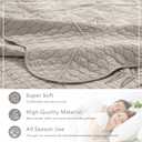 Lady Ann Oversized King Bedspread 128x120, Leaves Pattern Stitching Printed Quilt Set Soft & Lightweight Linen Feel Quilted Coverlet, 3 Pcs Extra Large Botanical Bedding Sets, Oversized Cali King