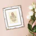 PHAREGE Vintage Picture Frame 8x10 White Gold, 8 by 10 Ornate Decorative Antique Frame with Mat for 5x7 Photo, Fancy Matted Frame for Desktop or Wall, Horizontal or Vertical