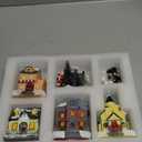 Queekay 17 Pcs Resin Lighted Christmas Village Houses with Figurines Town Set Christmas Village Accessories Collectible Buildings Xmas Winter Decorations for Indoor Room