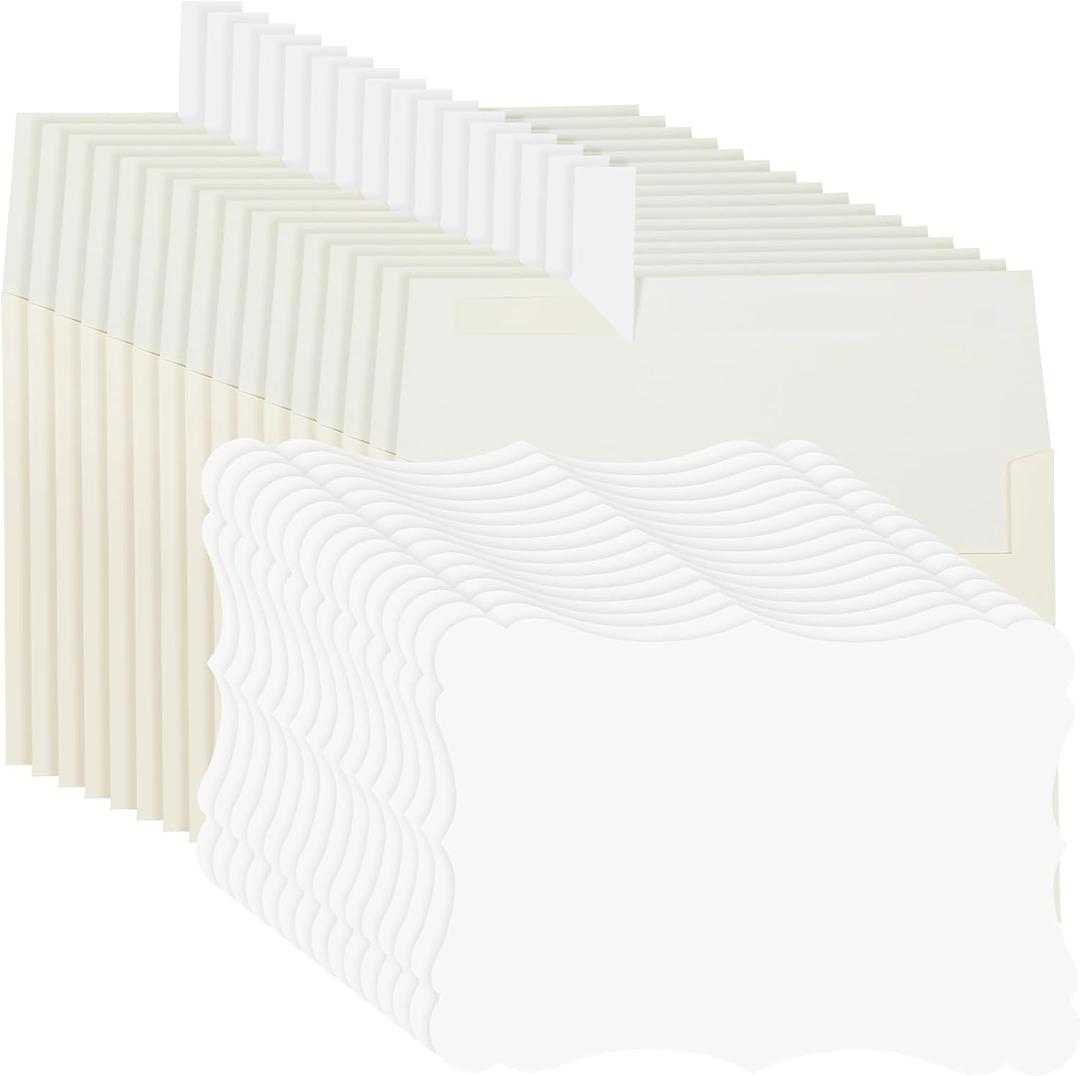 200 Pack Blank Cards and Envelopes 5 x 7, (Unfolded) Flat Cream Cardstock and A7 Envelopes, Self Seal for Wedding, Invitations, DIY Greeting Cardstock, Thank You Cards & All Occasion