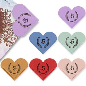 Set of 6 Personalized Leather Heart Bookmarks for Women and Girls, Custom Corner Page Accessories, Cute Handmade Reading Gifts, Aesthetic Leather Bookmarks for Book Lovers, Valentine’s Day (T)