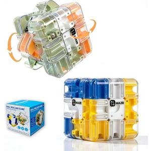 2 Pack 3D Rolling Ball Maze Cube Puzzle,Maze Cube for Kids Labyrinth 3D Puzzle Maze Cube Ball Twist Roll Brain Teaser Toys,Cultivate Logical Thinking for Logical Thinking for Family Game Birthday Gift