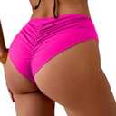 Eomenie Sexy Bikini Bottom for Women Ruched Swim Bottom Cheeky Swimsuit Mid Waisted Tankini Bottoms Only, Large, Hot Pink 