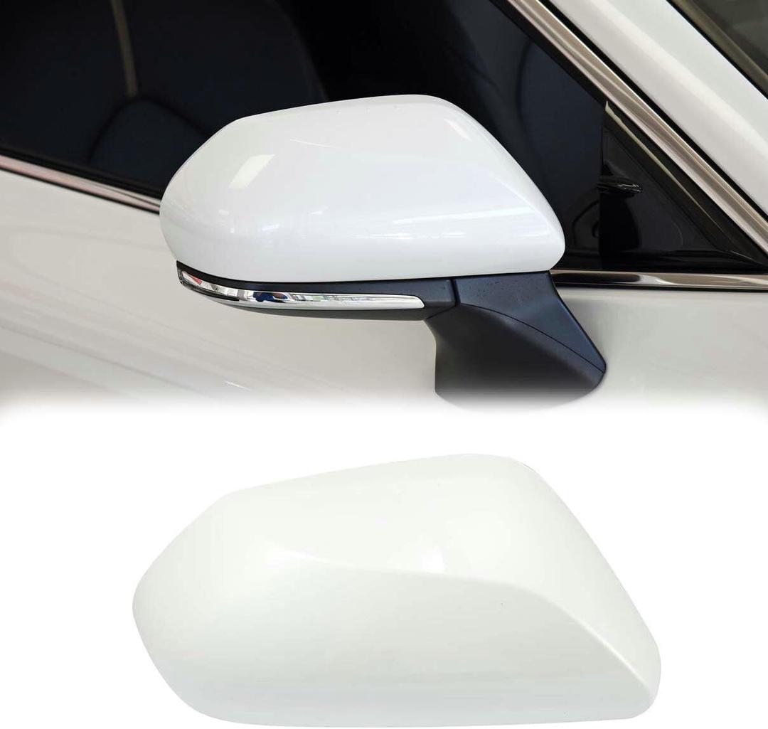 Car Side Rearview Mirror Cap Cover Trim for Toyota Camry 2018 2019 2020 2021 2022 2023 Replacement (Only FIT with Singal Light Type) (Pearl White, Right Passenger Side)
