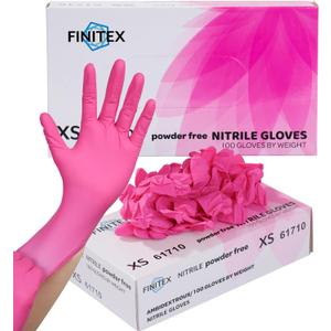 FINITEX Pink Nitrile Disposable Latex-Free Gloves - 3.5mil 100PCS Powder-Free Latex Free Cleaning Medical Exam Food Gloves