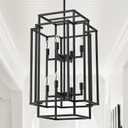 HHR 8-Light Black Lantern Tiered Pendant Light Fixtures, 32" H Foyer Lighting Fixtures, Farmhouse Chandelier for Dining Room Kitchen Island Foyer Entryway Living Room