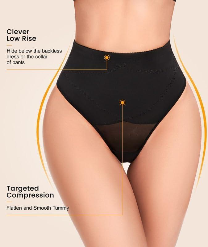SIMIYA Body Shaper Compression Stomach Shapewear Thong Girdle, Medium