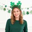 2 x Doneace St. Patrick's Day Headband Green Clover Hair Bands Shamrock Head Bopper Hair Accessory for Women Irish Costume Headbands Parade Party Favors