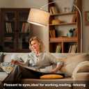 Floor Lamp for Living Room, Dimmable Arc Floor Lamp with Adjustable Head, Silver Finish Modern Pole Lamp, Over Couch Tall Standing Hanging Lights for Reading, Bedroom, Office, 9W 3000K Bulb Included