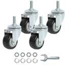 Finnhomy Stem Caster Wheels 2 Inch Heavy Duty Threaded Swivel Casters 3/8"-16x1 Set of 4 Premium Polyurethane Wheels PU Anti-wear Smooth Casters, Black