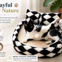 FurSo Cat Bed Scratcher Lounge for Indoor Cats Sisal Scratch Pad with Spring Treat Ball, Plush Pillow & Play Toy | Diamond Design | Protects Furniture